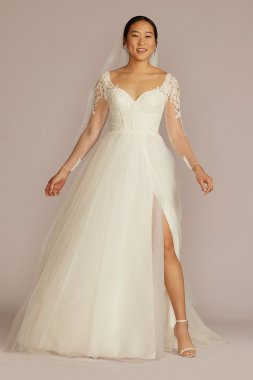 Lined Bodice Long Sleeve Tall Wedding Dress 4XLSLLBWG4036