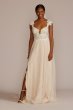 Floral Applique Cap Sleeve Petite Wedding Gown 7WG4065