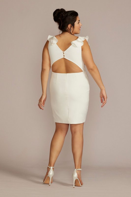 V-Neck Ruffle Short Plus Size Dress with Open Back 9SDWG0997