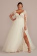Sheer Boned Bodice Long Sleeve Plus Wedding Dress 9SLWG4036