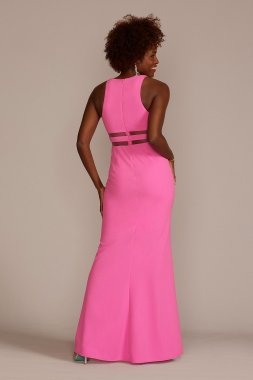 V-Notch Strapless Prom Gown with Waist Detail D24NY22075V1