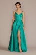 V-Neck Satin A-Line Gown with Corset Bodice D24NY22012