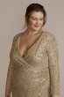Plus Size Long Sleeve Sequin Wrap Style Dress D39NY22273W
