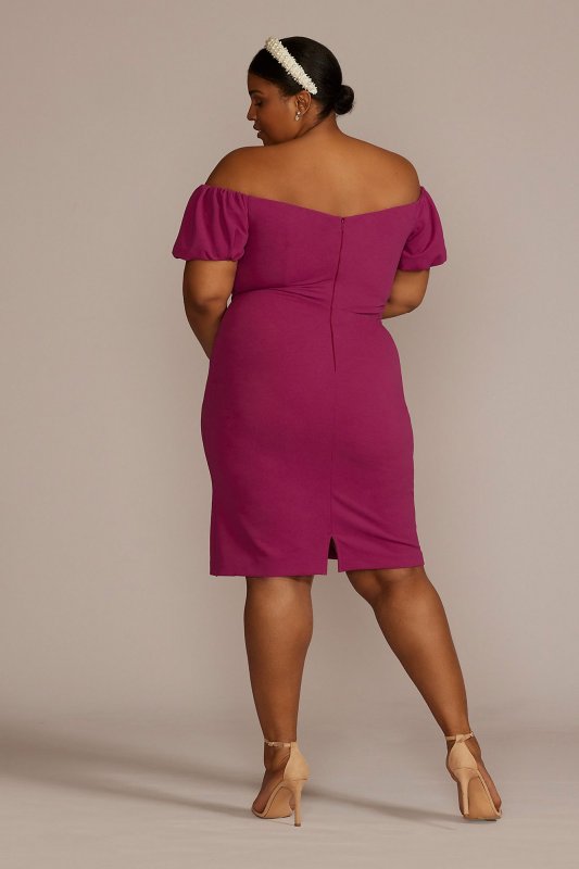 Plus Size Off-the-Shoulder Puff Sleeve Midi Dress D39NY22326W