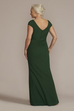 Short Sleeve Crepe Gown with Ruffled Skirt D40NY2132