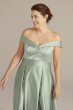 Plus Size Off-the-Shoulder Pleated Satin A-Line D40NY22242W