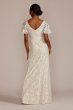 Lace Flutter Sleeve Draped Sheath Wedding Gown SDWG1054