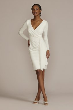 Long Sleeve Jersey Dress with Side Draping SDWG1091