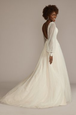 Floral Applique Cap Sleeve Wedding Gown WG4065