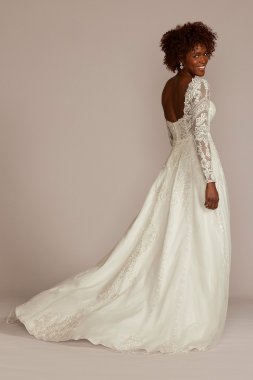 Appliqued Cap Sleeve Tulle Petite Wedding Dress 7WG4037