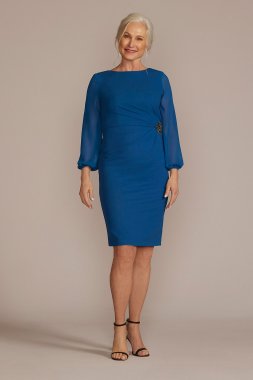 Knee-Length Long Sleeve Dress with Embellishment WBM2749V2