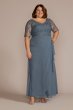 Plus Size Chiffon and Lace Empire Waist Gown WBM2813W