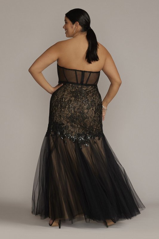 Plus Size Strapless Corset Gown with Trumpet Skirt WBM3095W