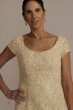 Short Sleeve Sequin Lace Sheath Gown WBM3124