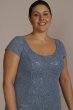 Plus Size Short Sleeve Sequin Lace Sheath Gown WBM3124W