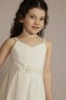 Pleated Crepe Spaghetti Strap Flower Girl Dress WG1462