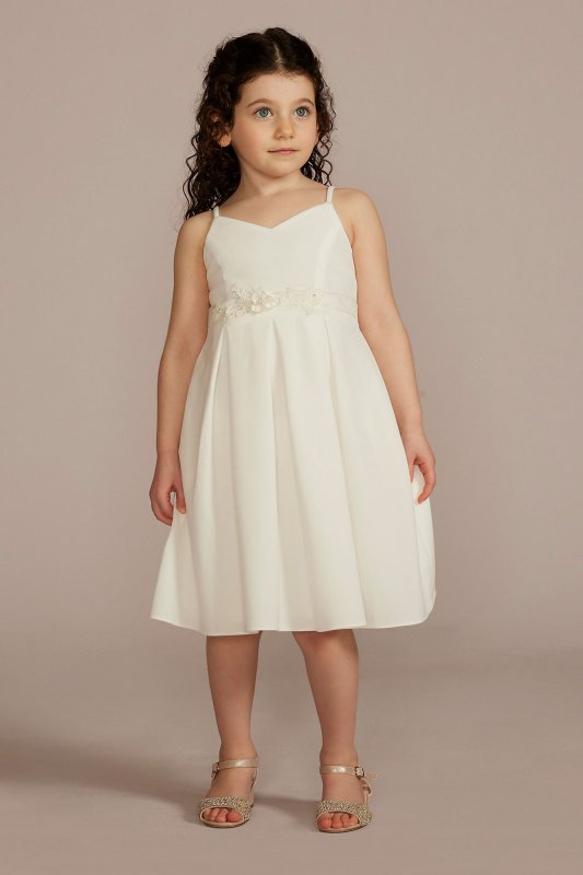 Pleated Crepe Spaghetti Strap Flower Girl Dress WG1462