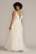 Illusion Plunge V-Neck Lace Tall Plus Wedding Gown 4XL8CWG924