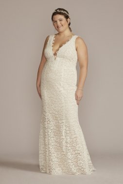 Lace Tank Tall Plus Wedding Gown with V-Back 4XL9WG4061