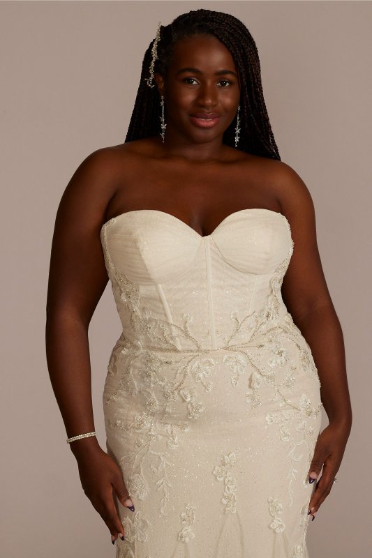 Sparkling Corset Bodice Plus Size Wedding Gown 9SWG920