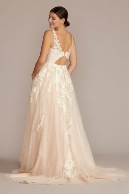 Lace Applique Off Shoulder Tulle Wedding Dress WG4031
