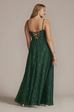 Plus Size Sparkle Lace Dress with Corset Bodice D24NY22001V4W