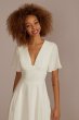 Chiffon Flutter Sleeve Tea-Length Dress SDWG1047