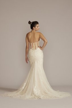 Strapless A-Line Beaded Lace Tulle Wedding Dress Collection WG3586