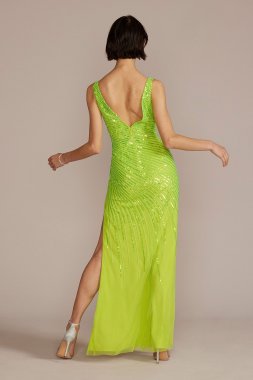 Cascading Sequin Tank Gown with Side Slit WGIN20248B