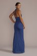 Ruched Glitter Crepe Halter Dress with Slit 8729EU4A