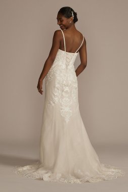 Appliqued Lace-Up Spaghetti Strap Wedding Dress CWG957