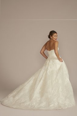 Strapless Beaded Lace Ball Gown Wedding Dress CWG960