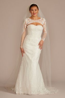 Beaded Lace Wedding Dress with Removable Sleeves CWG962