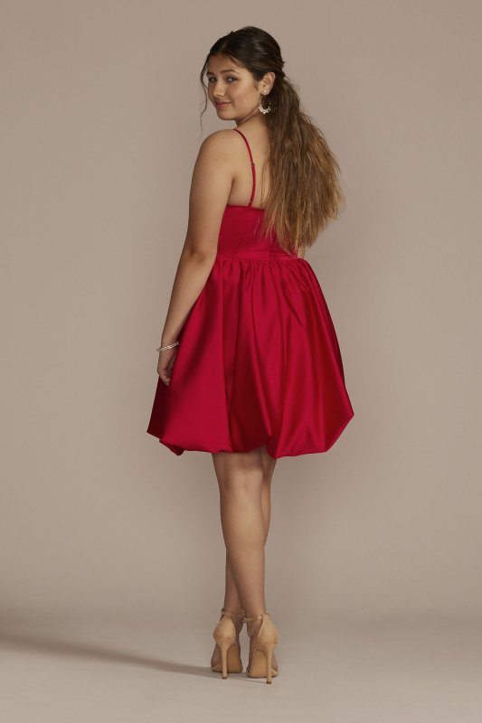 Sweetheart Satin Bubble Hem Mini A-Line Dress D24NY22486