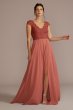 Stretch Lace Chiffon Cap Sleeve Bridesmaid Dress F20464