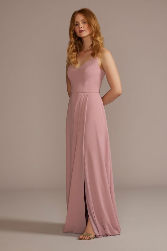 Chiffon Spaghetti Strap Bridesmaid Dress F20497