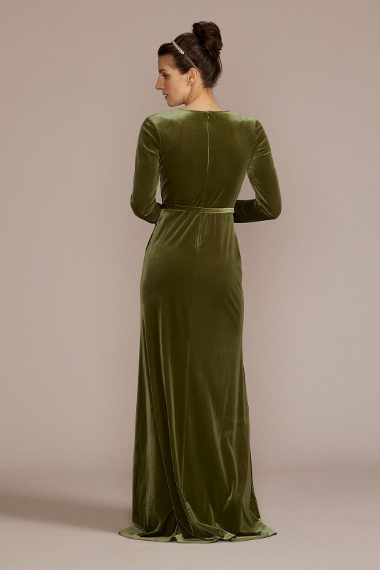 Long-Sleeve Velvet Bridesmaid Dress F20610