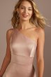 Stretch Satin One-Shoulder Sheath Bridesmaid Dress F20639