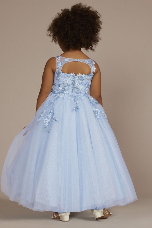 Metallic Floral Glitter Tulle Flower Girl Dress FR2210