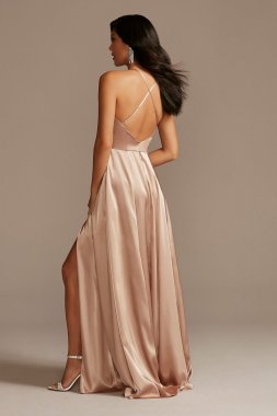 Long Sleeve Chiffon Bridesmaid Dress with Slit F20457