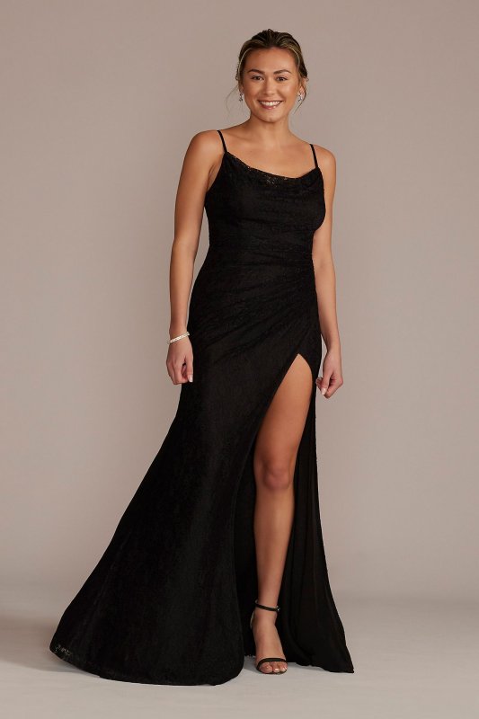 Lace Draped Cowl Neck Bridesmaid Dress GS290114