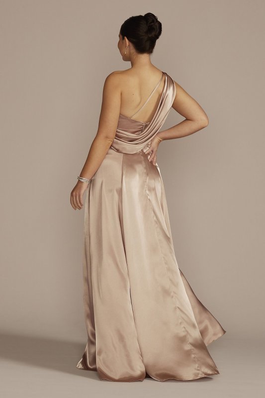 One-Shoulder Draped Charmeuse Bridesmaid Dress GS290116