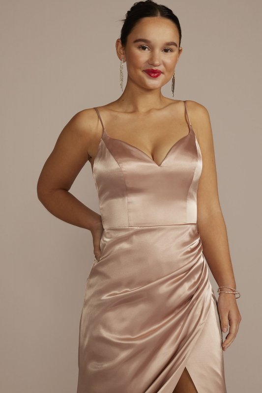 Spaghetti Strap Draped Charmeuse Bridesmaid Dress GS290120