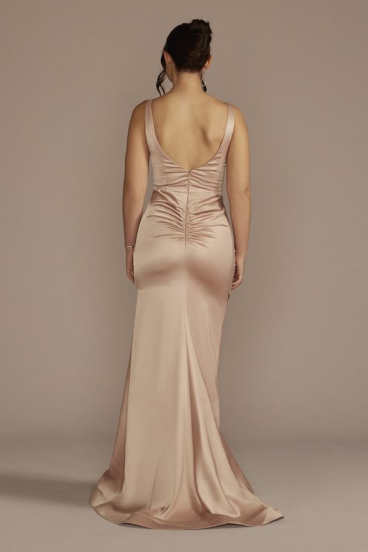 Stretch Satin Tank Bridesmaid Dress with Train GS290127