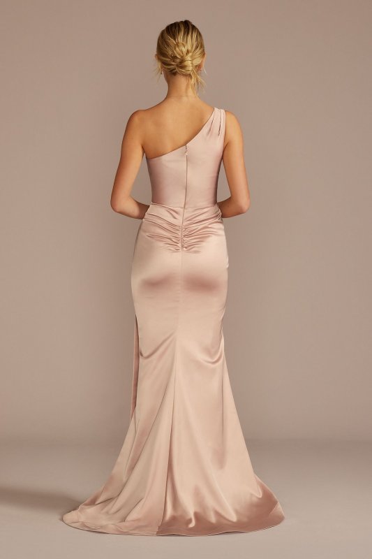 One-Shoulder Stretch Satin Bridesmaid Dress GS290147