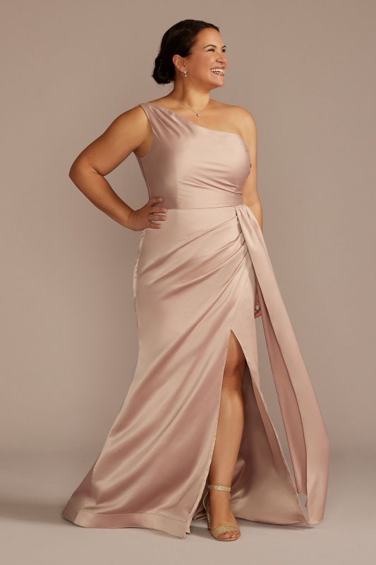 One-Shoulder Stretch Satin Bridesmaid Dress GS290147