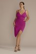 Crepe V-Neck Sheath Dress with Asymmetrical Skirt HYG3405