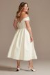 Off the Shoulder Satin Tea-Length Wedding Dress MIDWG3979
