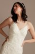 Lace Beaded Tulle Spaghetti Strap Wedding Dress MS251249