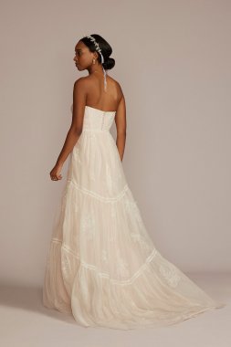 Strapless Chiffon A-Line Tall Plus Wedding Dress MS251260